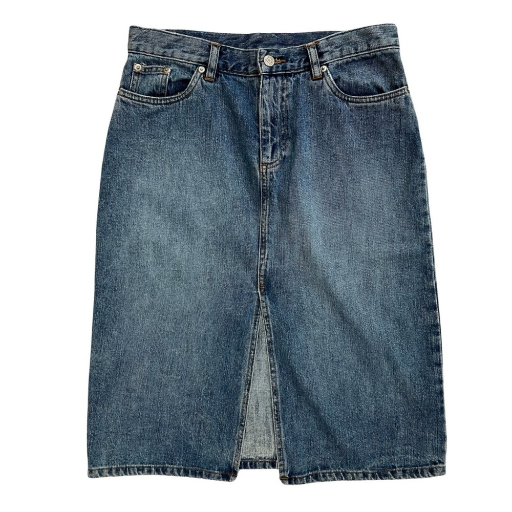 Vintage Old Navy Jean Skirt Front Slit Women’s Size 4  Denim 100% Cotton